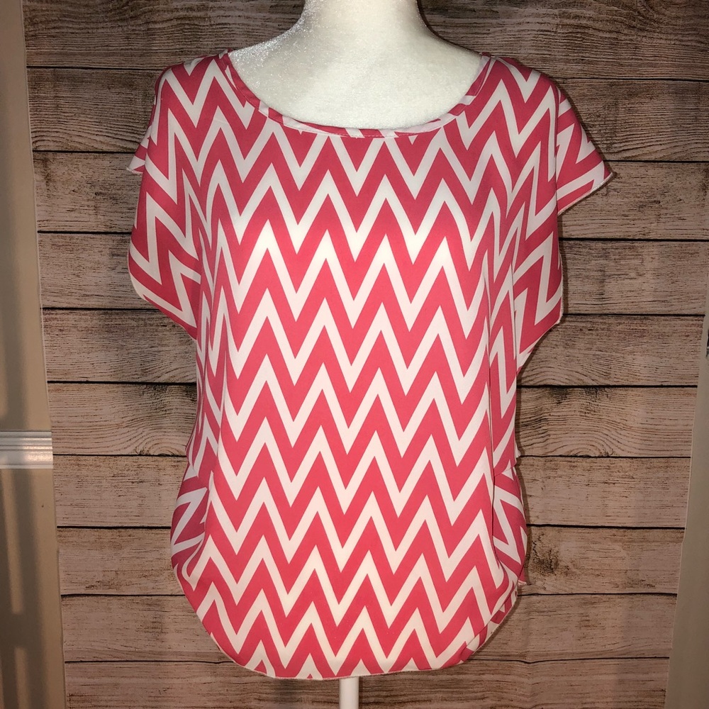 Pink/White Horizontal Zig Zag Blouse